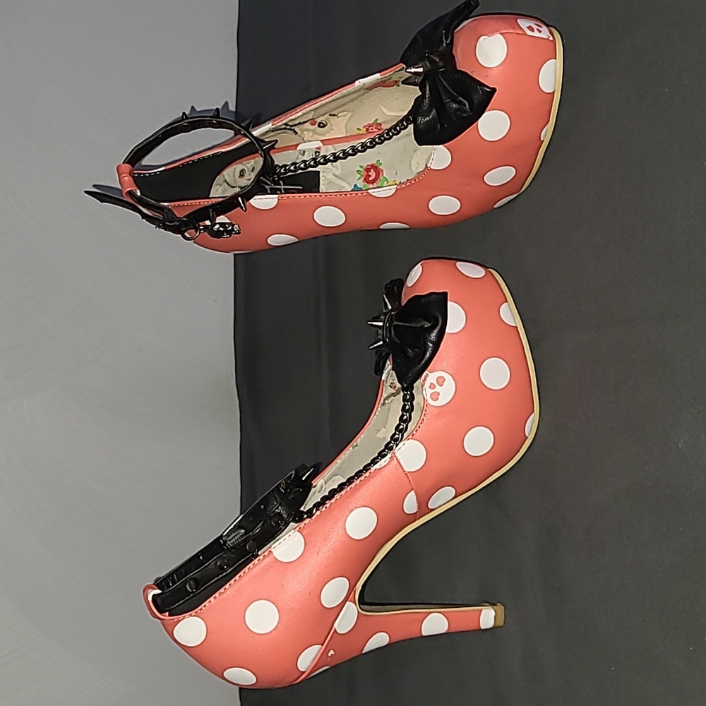 Sexy Polka Dots, Bows, Skulls and Chains Heels Iron Fist pumps
